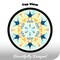 G128 12 in Round Glass Outdoor Side Table Green Mandala Pattern | Decorative Plant Stand, Small End Table for Garden Patio Porch Living Room